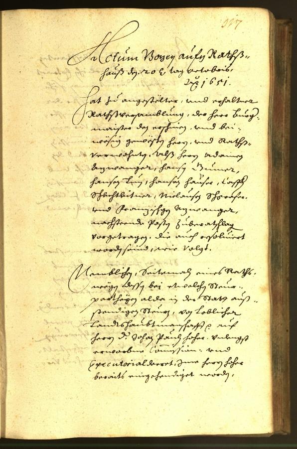 Stadtarchiv Bozen - BOhisto Ratsprotokoll 1651 