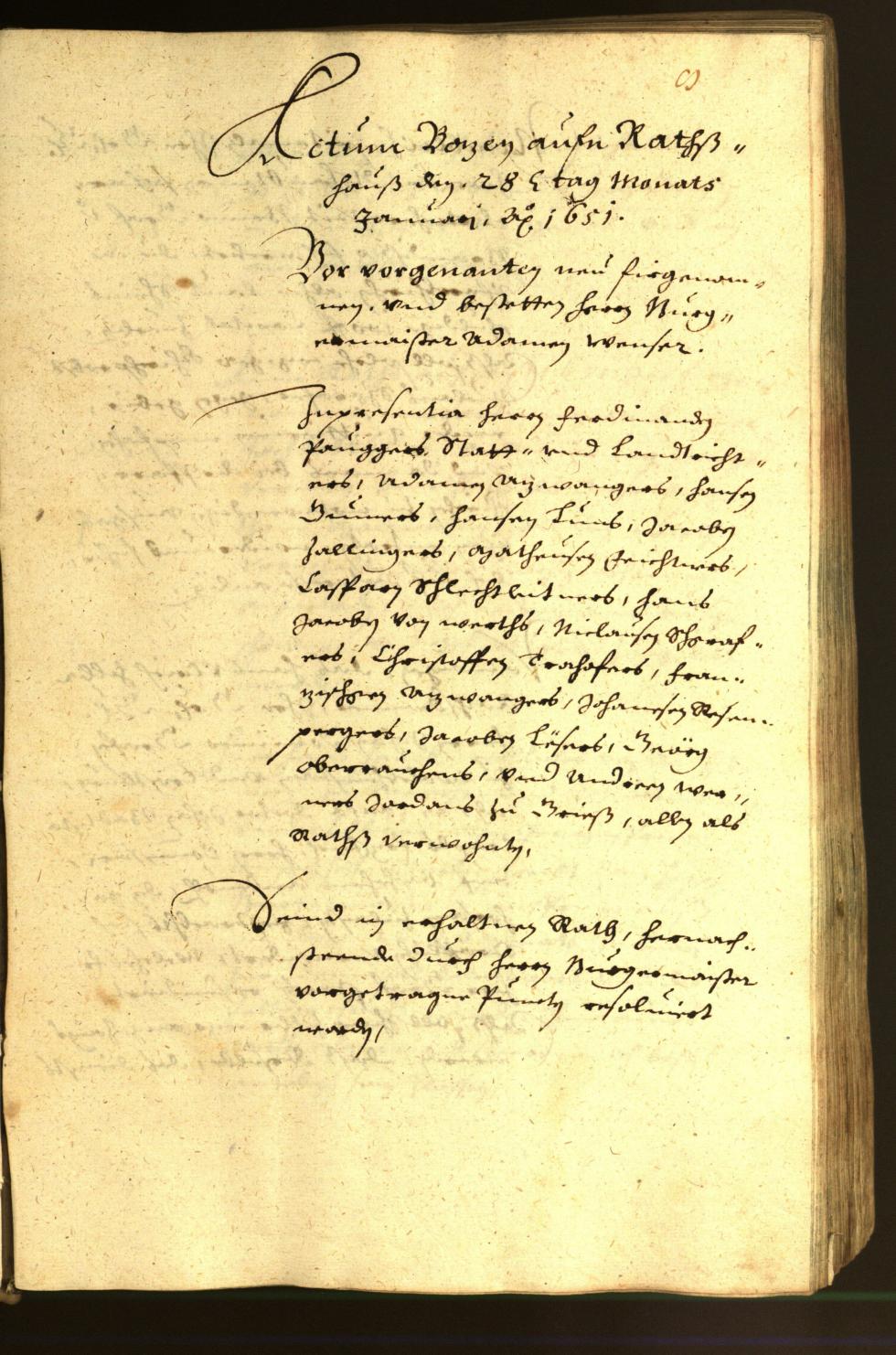 Stadtarchiv Bozen - BOhisto Ratsprotokoll 1651 