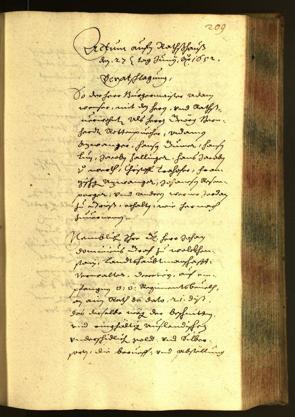 Stadtarchiv Bozen - BOhisto Ratsprotokoll 1652 