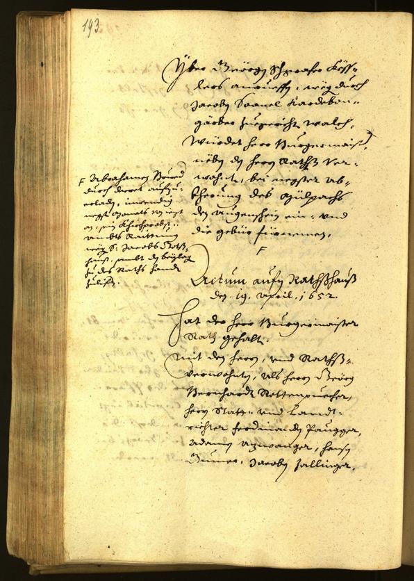 Stadtarchiv Bozen - BOhisto Ratsprotokoll 1652 