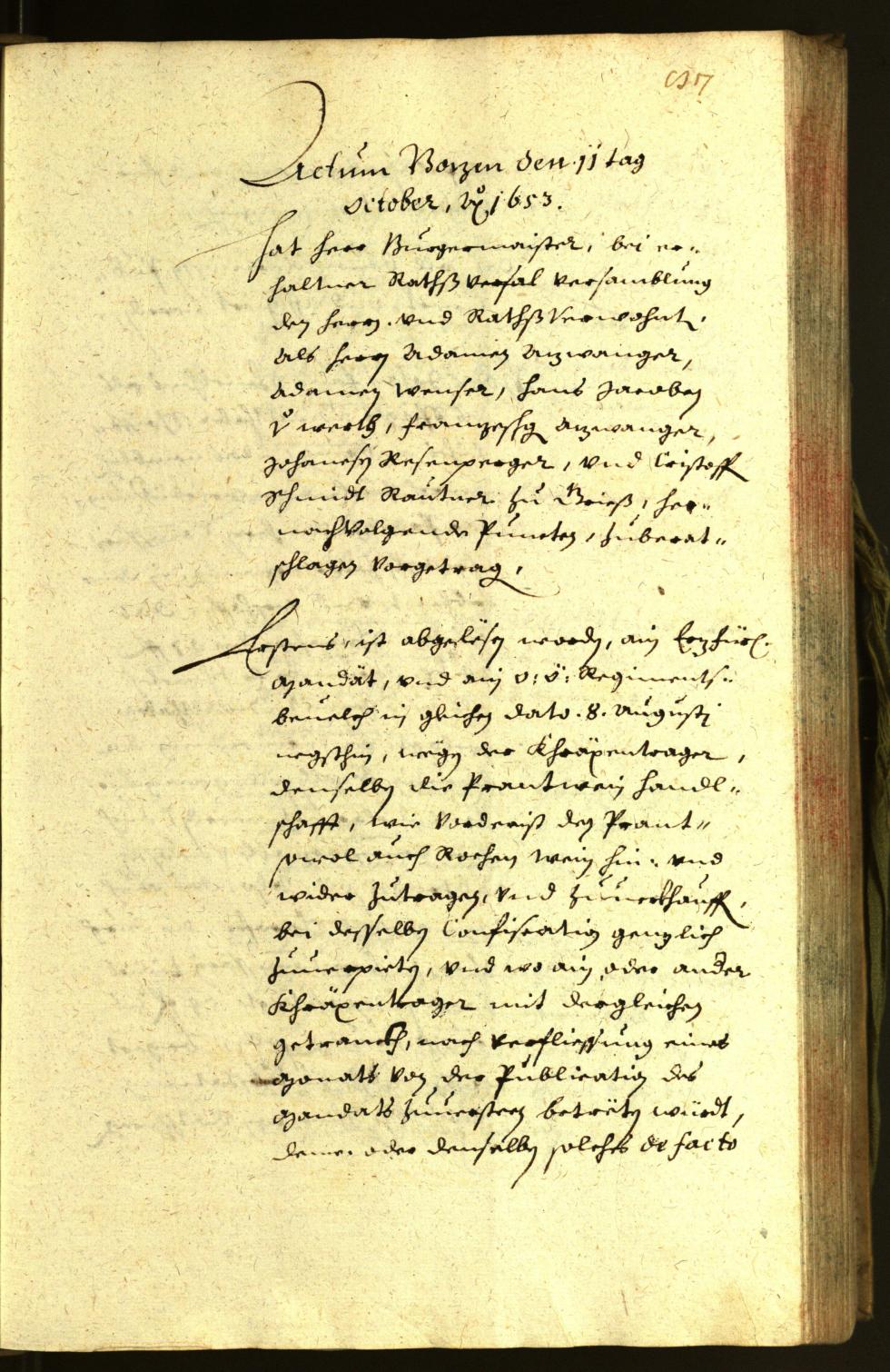 Stadtarchiv Bozen - BOhisto Ratsprotokoll 1653 