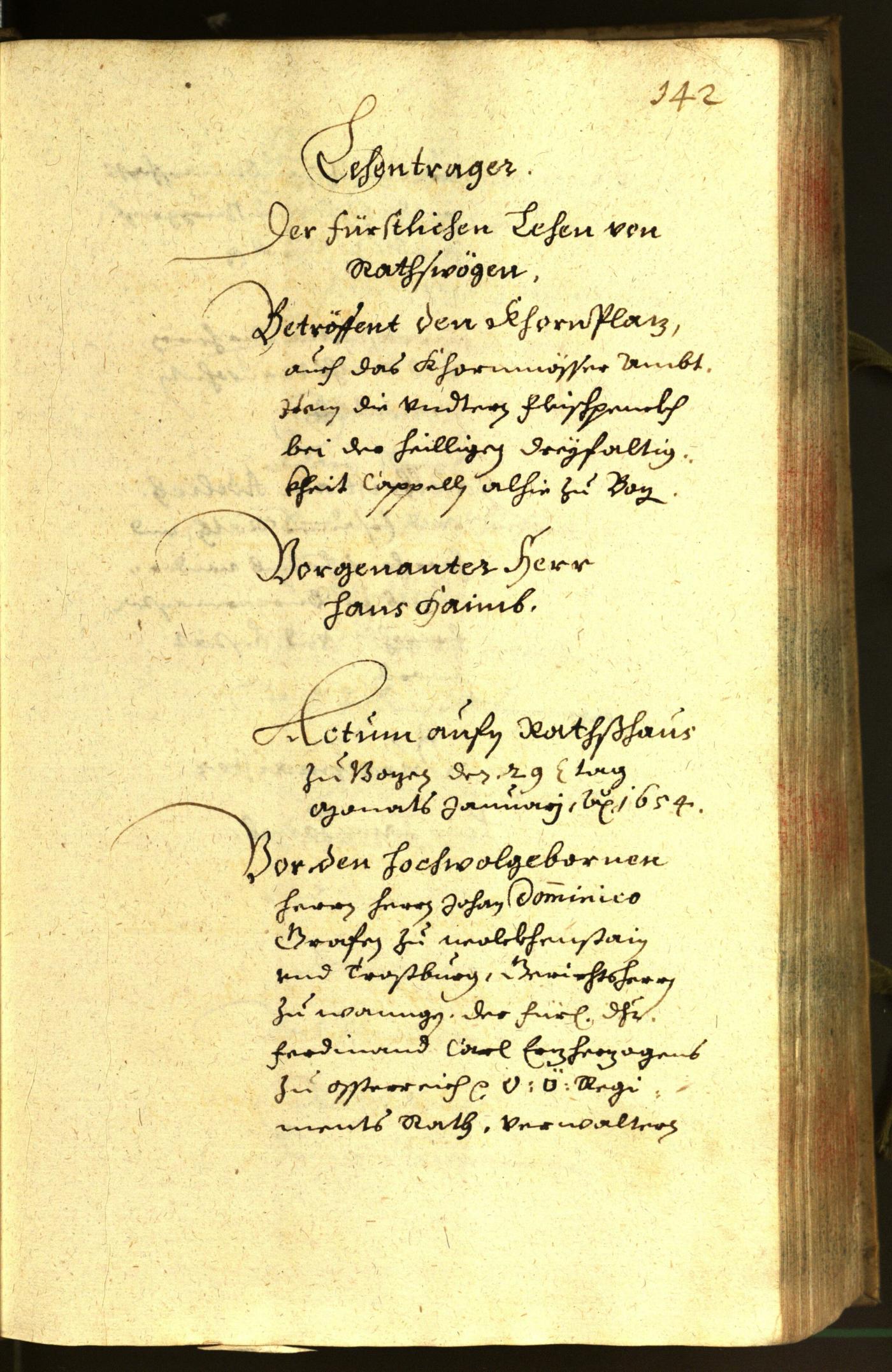 Stadtarchiv Bozen - BOhisto Ratsprotokoll 1654 