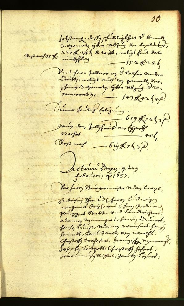 Stadtarchiv Bozen - BOhisto Ratsprotokoll 1657 