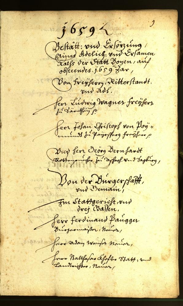 Stadtarchiv Bozen - BOhisto Ratsprotokoll 1659 