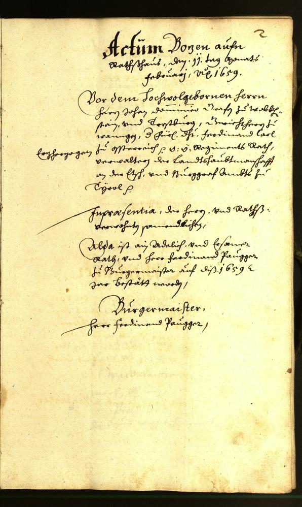 Stadtarchiv Bozen - BOhisto Ratsprotokoll 1659 