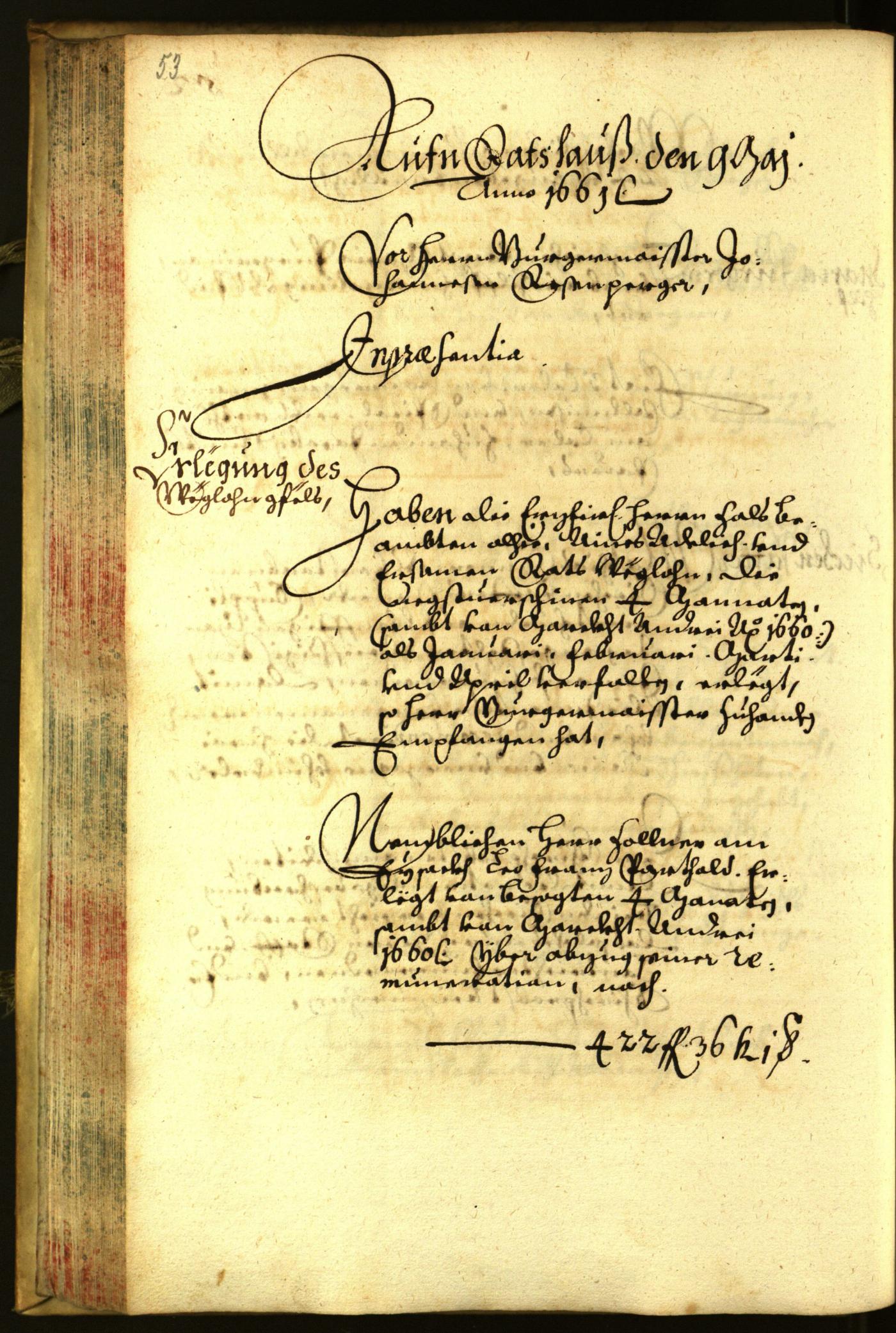 Stadtarchiv Bozen - BOhisto Ratsprotokoll 1661 