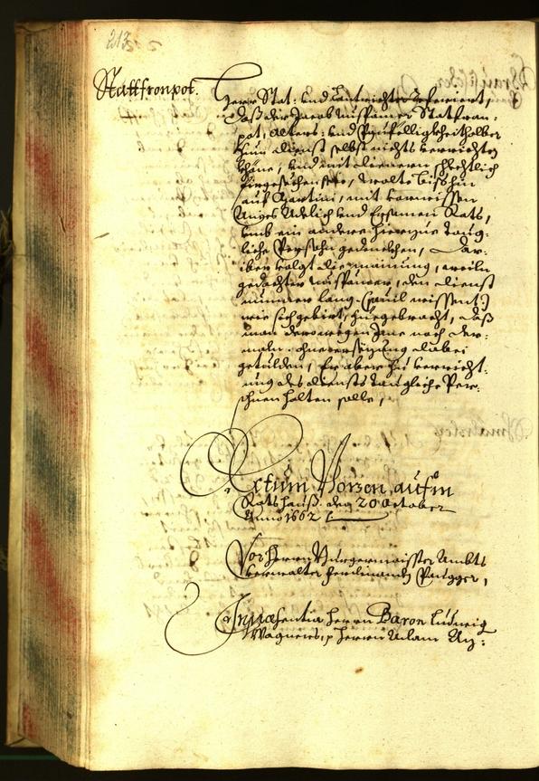 Stadtarchiv Bozen - BOhisto Ratsprotokoll 1662 