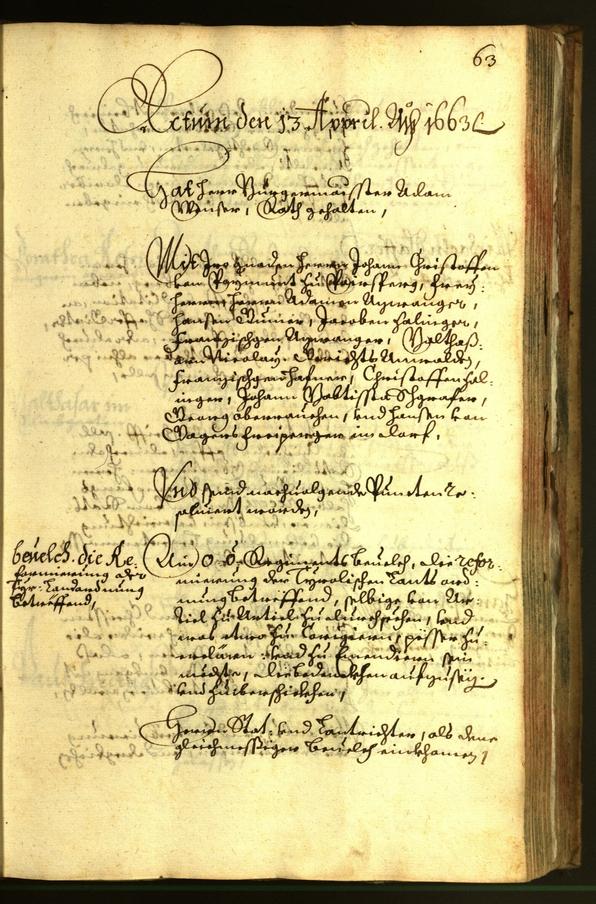 Stadtarchiv Bozen - BOhisto Ratsprotokoll 1663 