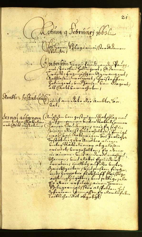 Stadtarchiv Bozen - BOhisto Ratsprotokoll 1663 