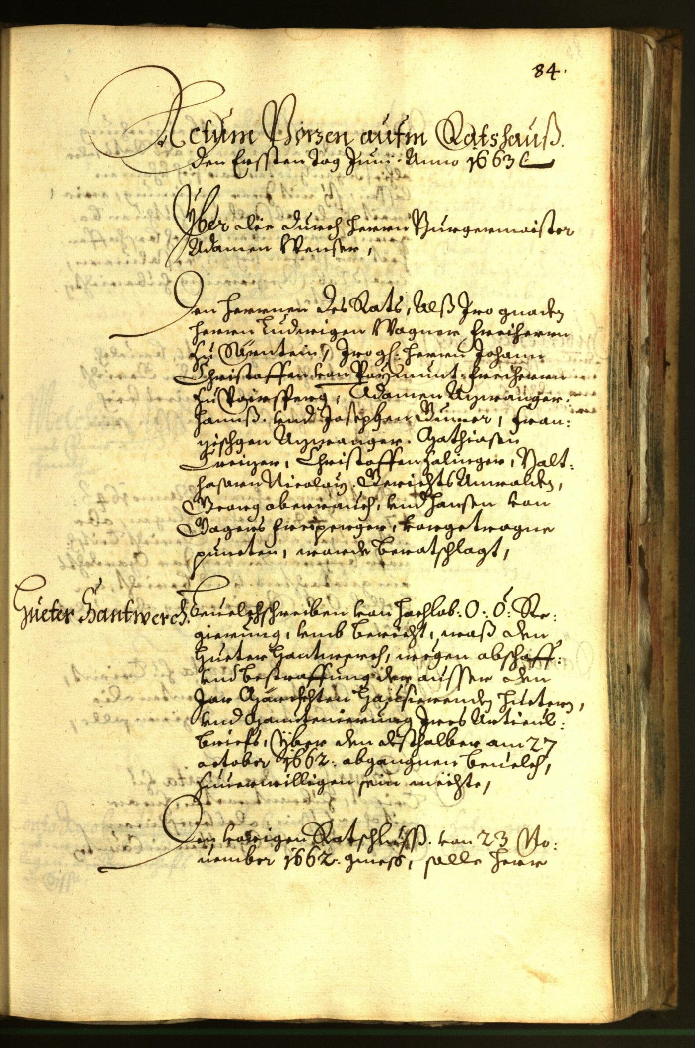 Stadtarchiv Bozen - BOhisto Ratsprotokoll 1663 