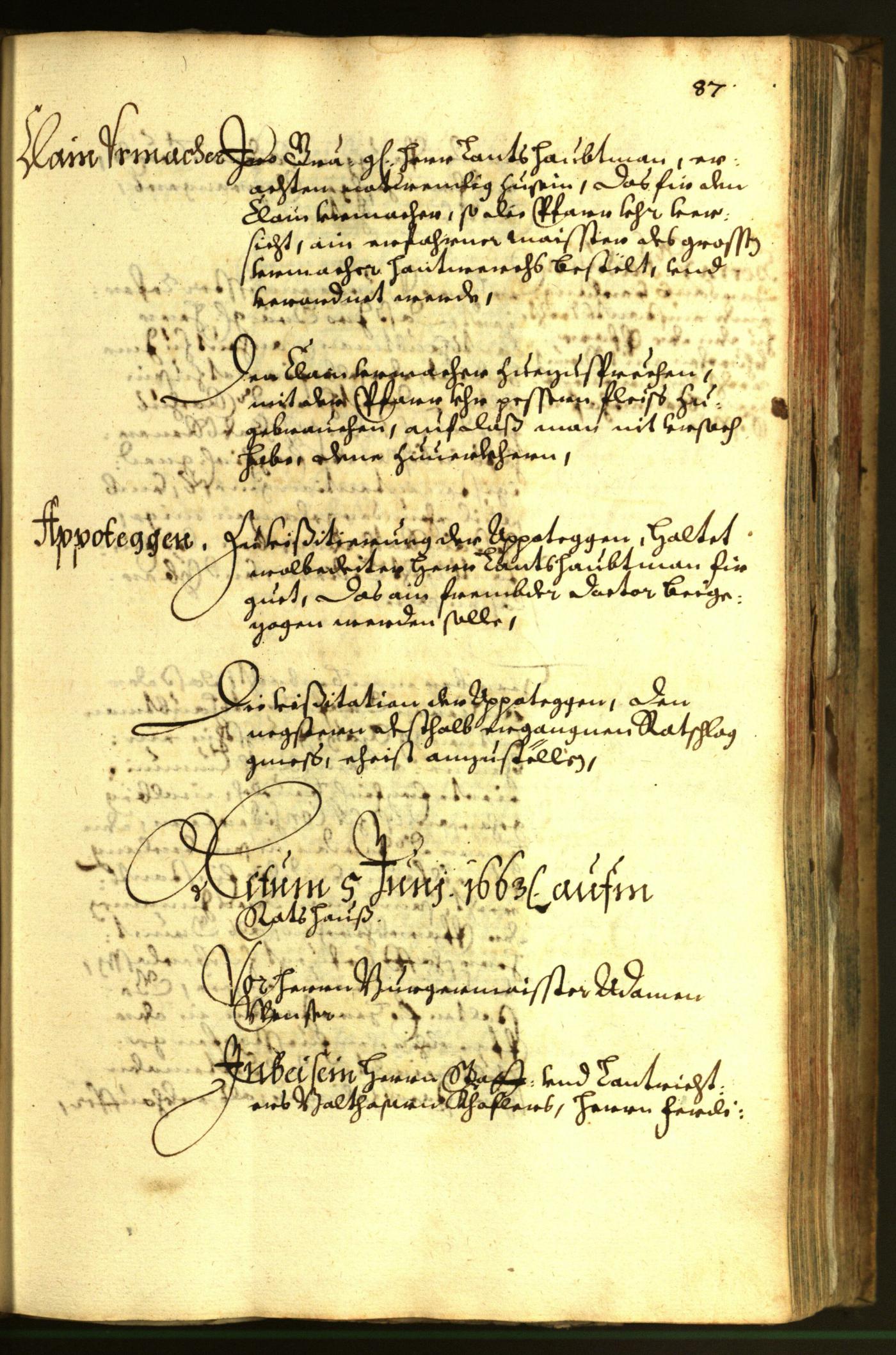 Stadtarchiv Bozen - BOhisto Ratsprotokoll 1663 