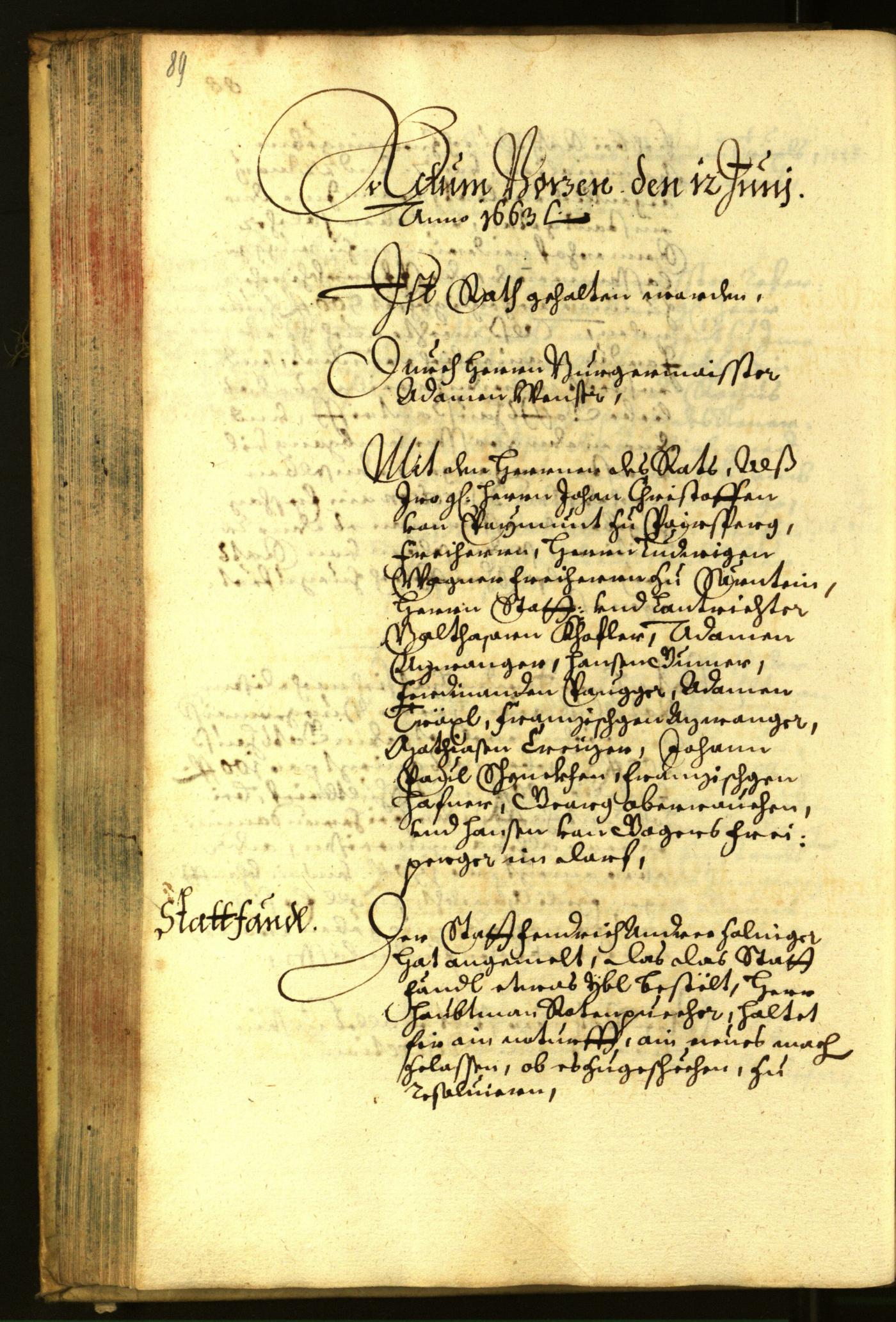 Stadtarchiv Bozen - BOhisto Ratsprotokoll 1663 