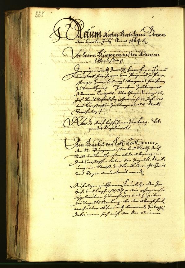 Stadtarchiv Bozen - BOhisto Ratsprotokoll 1664 