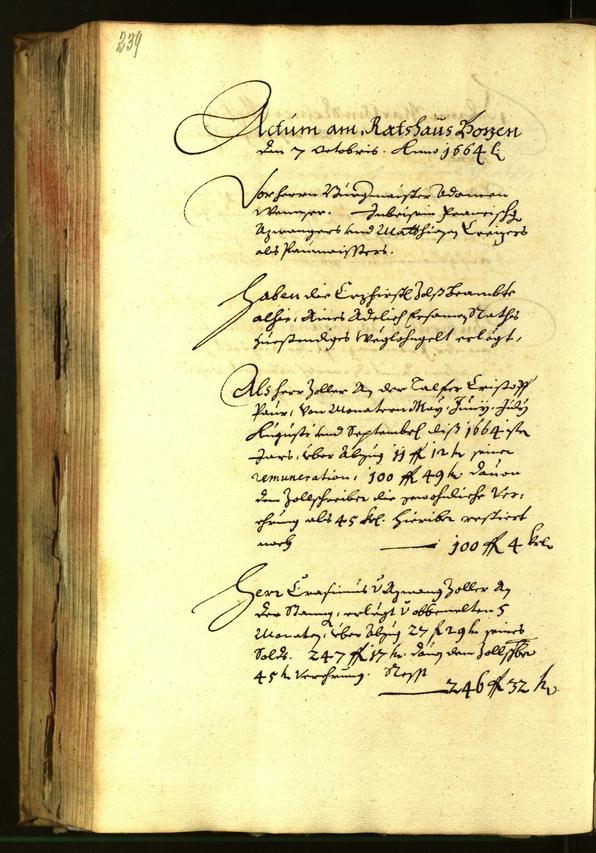 Stadtarchiv Bozen - BOhisto Ratsprotokoll 1664 