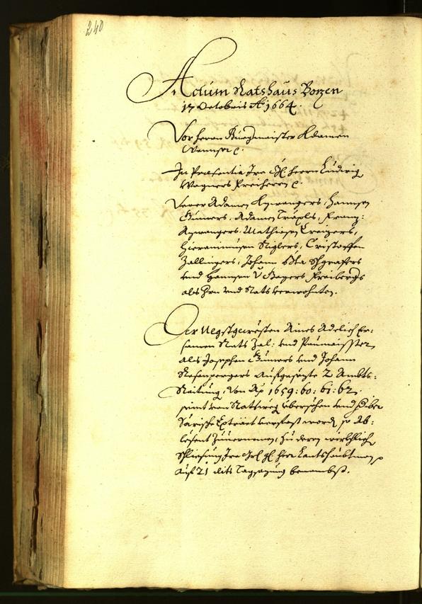 Archivio Storico della Città di Bolzano - BOhisto protocollo consiliare 1664 