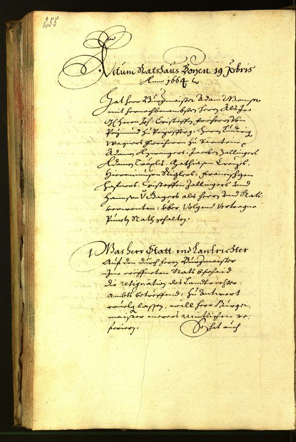 Stadtarchiv Bozen - BOhisto Ratsprotokoll 1664 