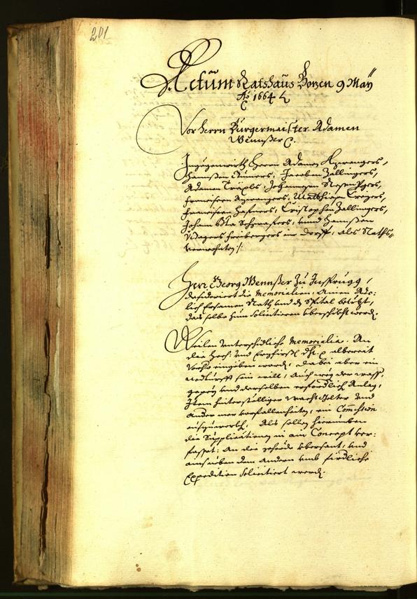 Stadtarchiv Bozen - BOhisto Ratsprotokoll 1664 