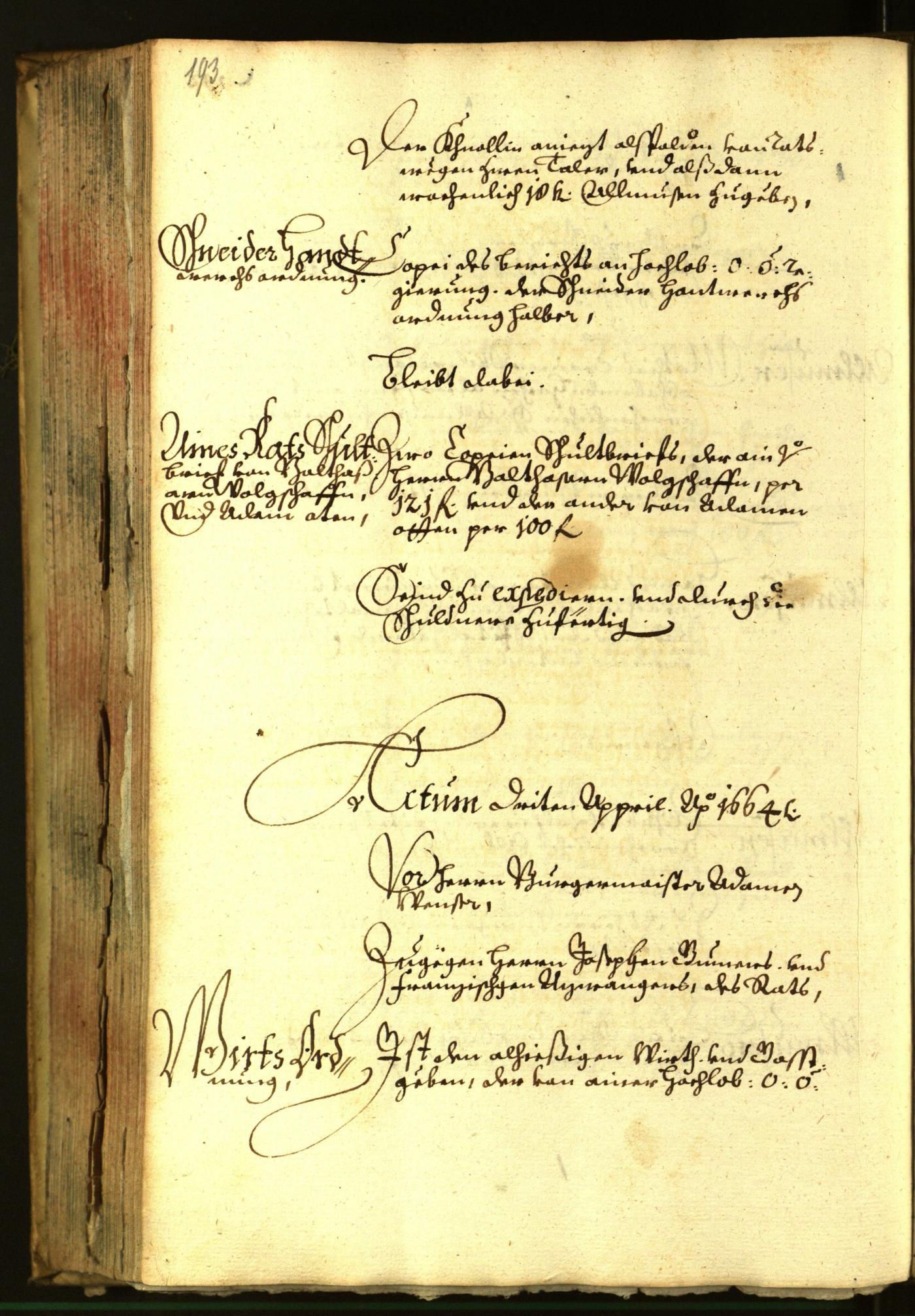 Stadtarchiv Bozen - BOhisto Ratsprotokoll 1664 