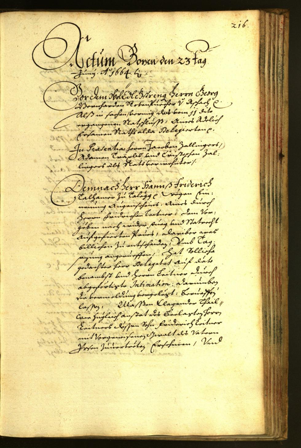 Stadtarchiv Bozen - BOhisto Ratsprotokoll 1664 