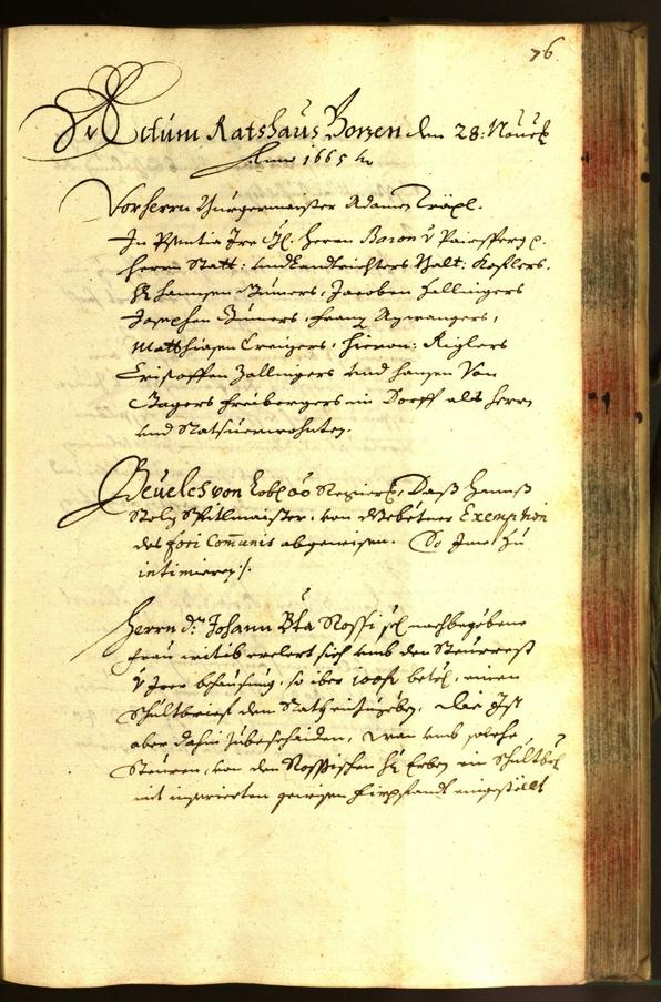 Stadtarchiv Bozen - BOhisto Ratsprotokoll 1665 