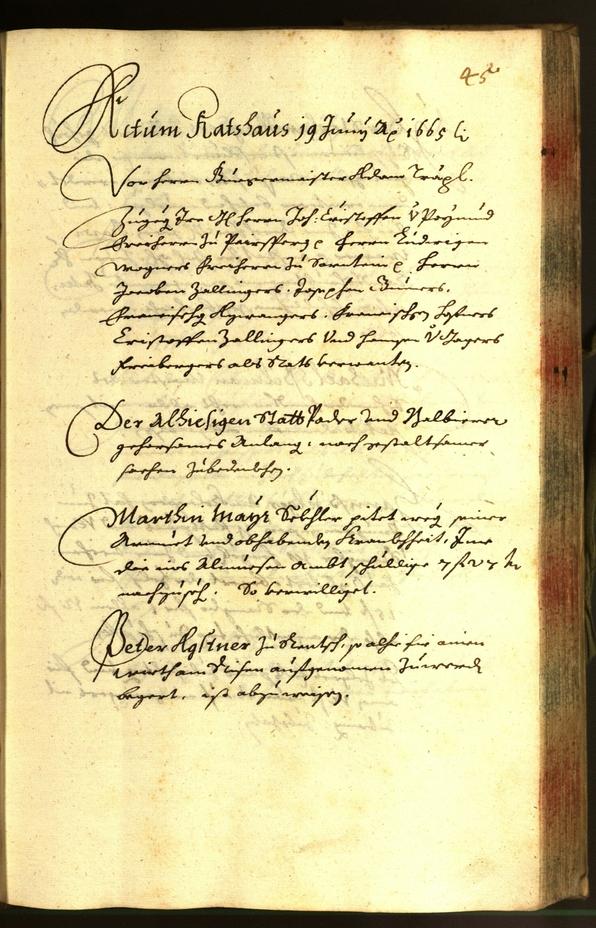 Stadtarchiv Bozen - BOhisto Ratsprotokoll 1665 