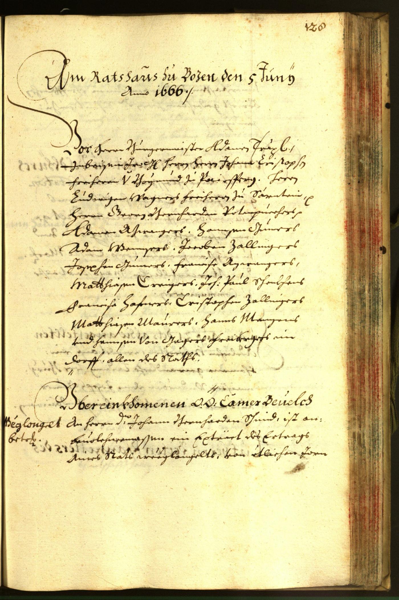 Stadtarchiv Bozen - BOhisto Ratsprotokoll 1666 