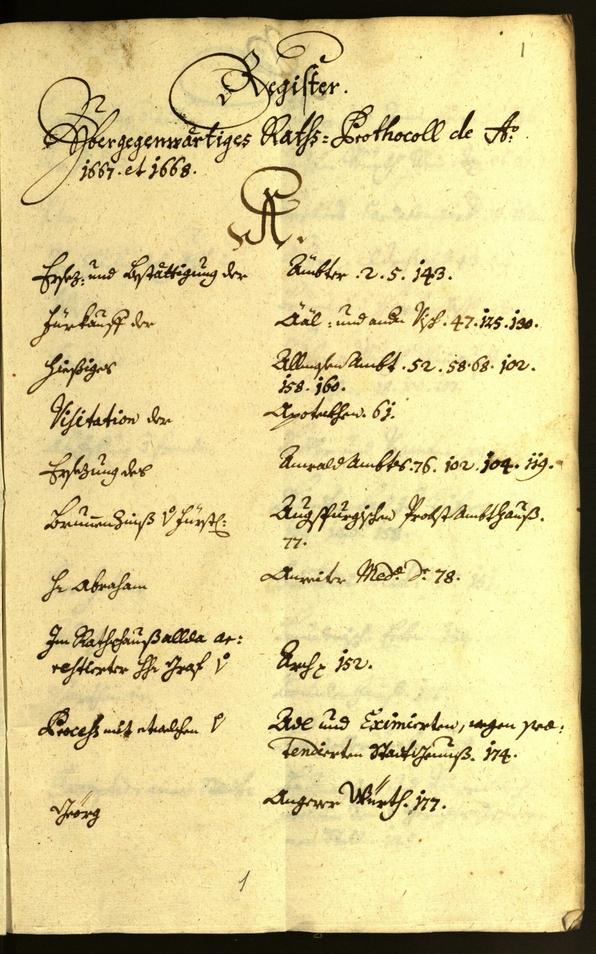 Stadtarchiv Bozen - BOhisto Ratsprotokoll 1667/68 