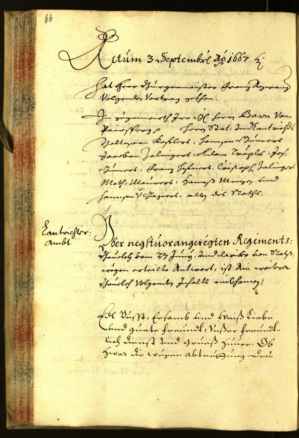 Stadtarchiv Bozen - BOhisto Ratsprotokoll 1667 