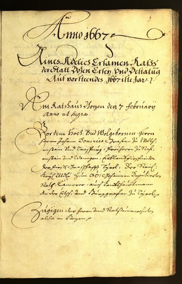 Stadtarchiv Bozen - BOhisto Ratsprotokoll 1667 