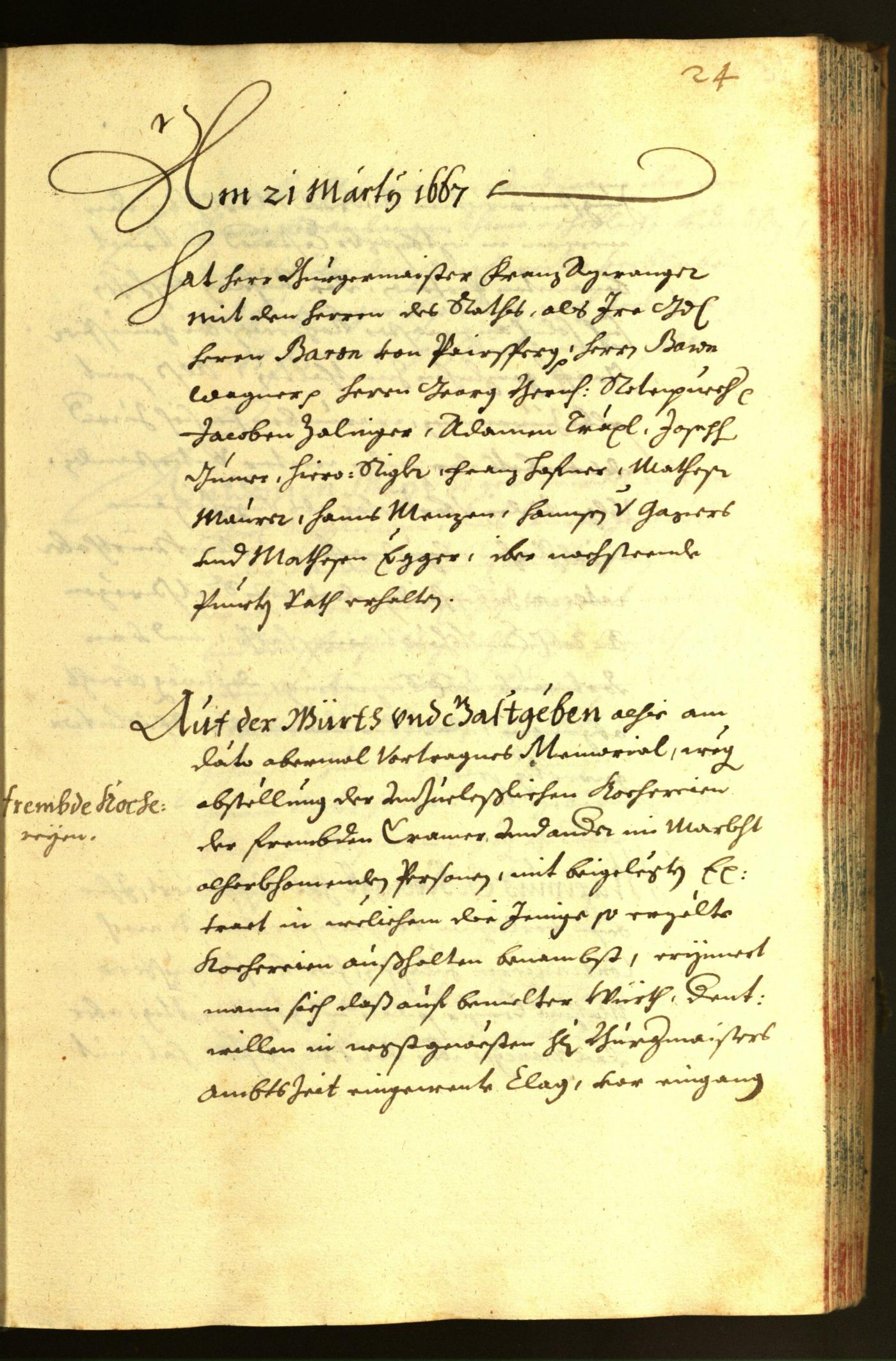 Stadtarchiv Bozen - BOhisto Ratsprotokoll 1667 