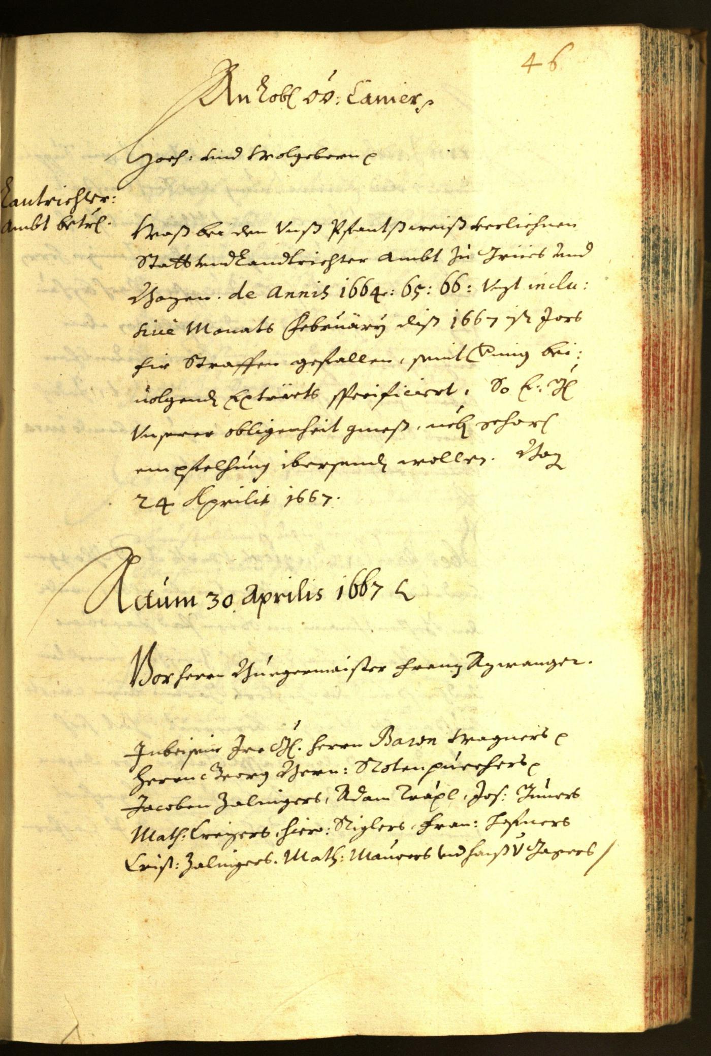 Stadtarchiv Bozen - BOhisto Ratsprotokoll 1667 