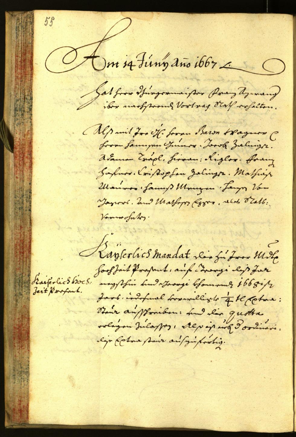 Stadtarchiv Bozen - BOhisto Ratsprotokoll 1667 