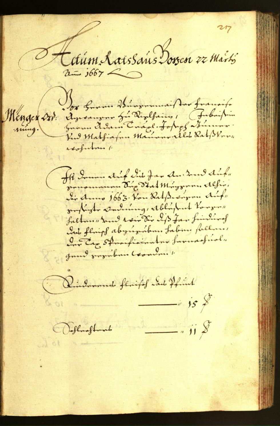 Civic Archives of Bozen-Bolzano - BOhisto Minutes of the council 1667 