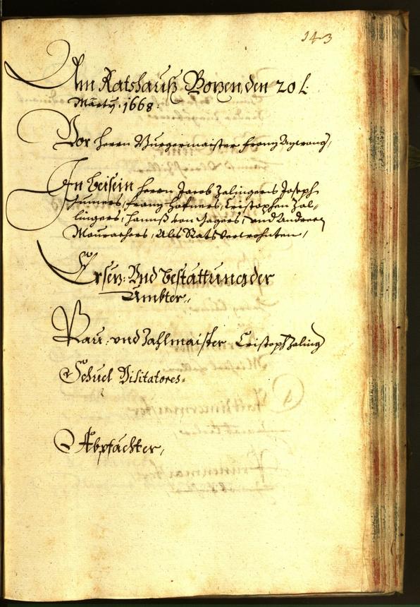 Stadtarchiv Bozen - BOhisto Ratsprotokoll 1668 