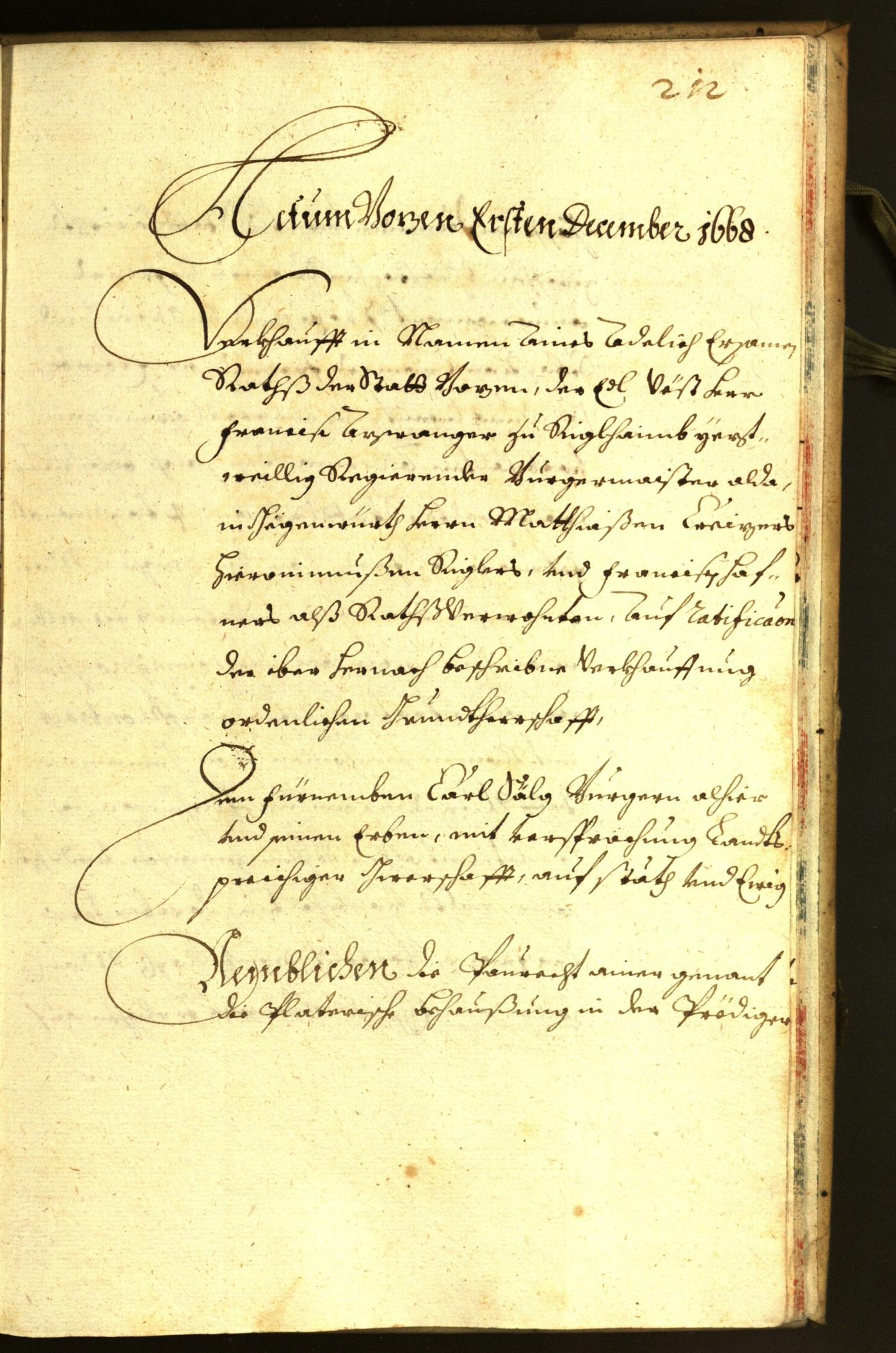 Stadtarchiv Bozen - BOhisto Ratsprotokoll 1668 