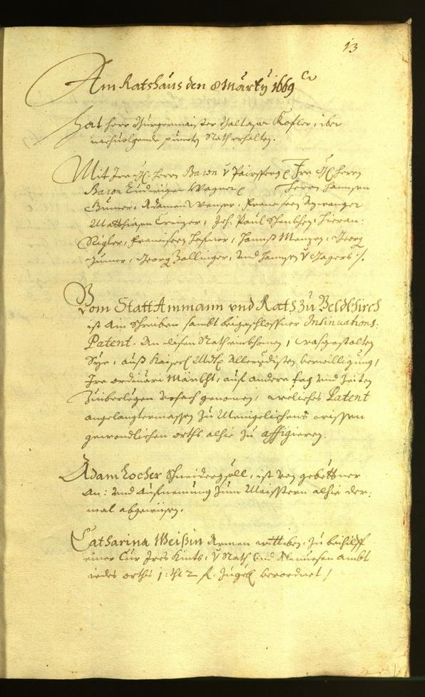 Stadtarchiv Bozen - BOhisto Ratsprotokoll 1669 