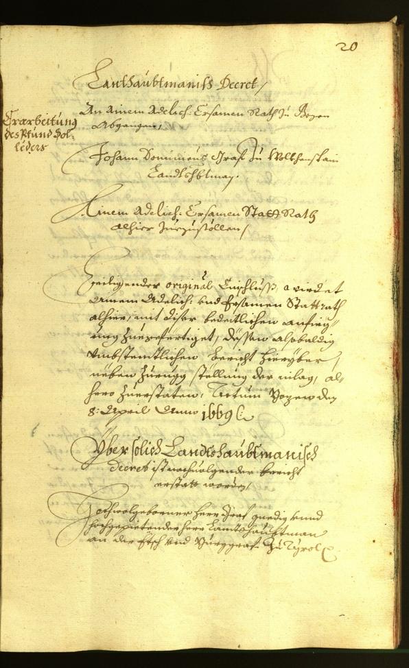 Stadtarchiv Bozen - BOhisto Ratsprotokoll 1669 