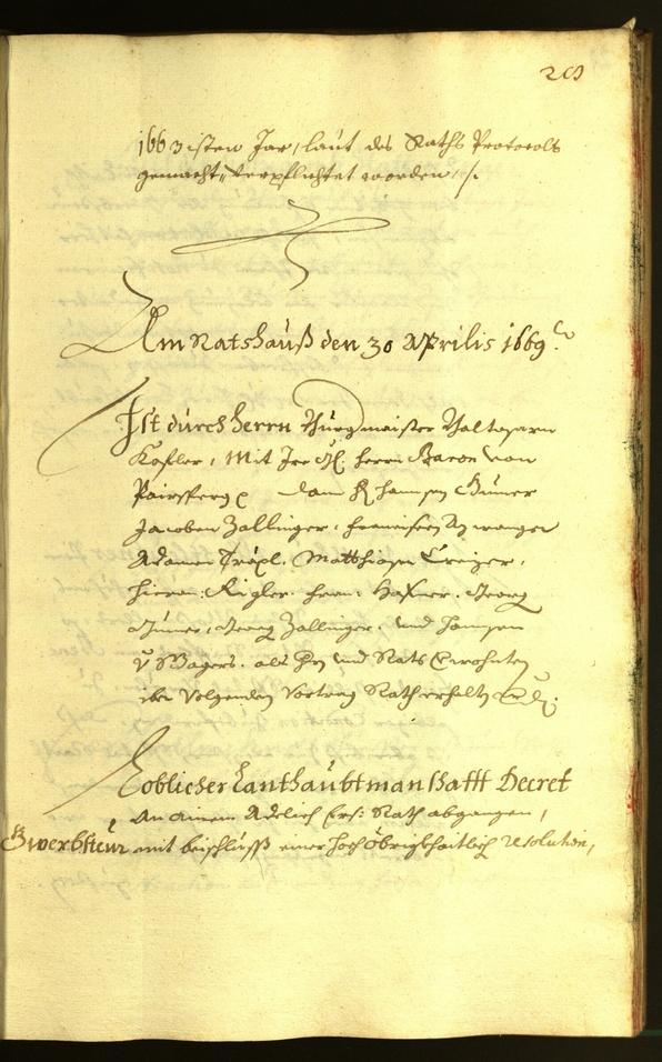 Stadtarchiv Bozen - BOhisto Ratsprotokoll 1669 