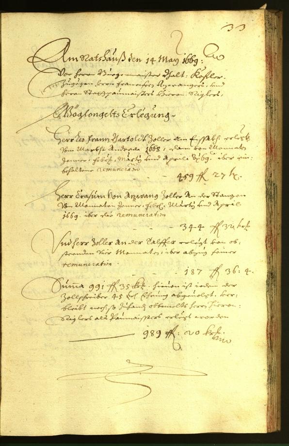 Stadtarchiv Bozen - BOhisto Ratsprotokoll 1669 