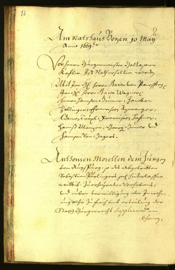 Stadtarchiv Bozen - BOhisto Ratsprotokoll 1669 