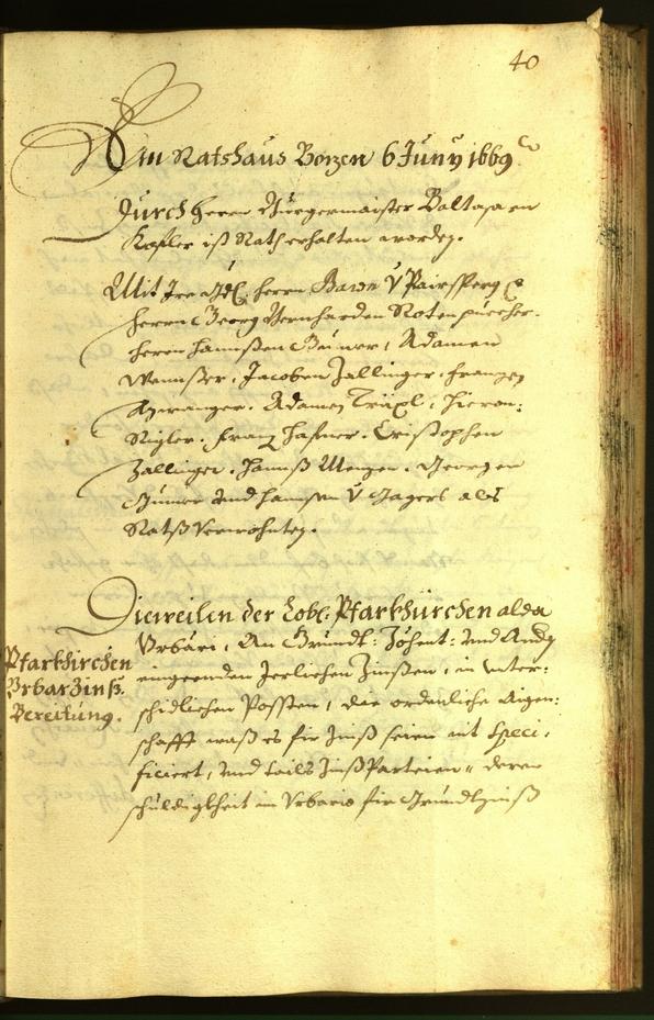 Stadtarchiv Bozen - BOhisto Ratsprotokoll 1669 