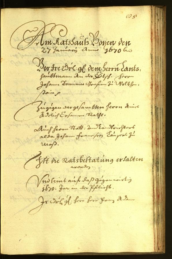 Stadtarchiv Bozen - BOhisto Ratsprotokoll 1670 