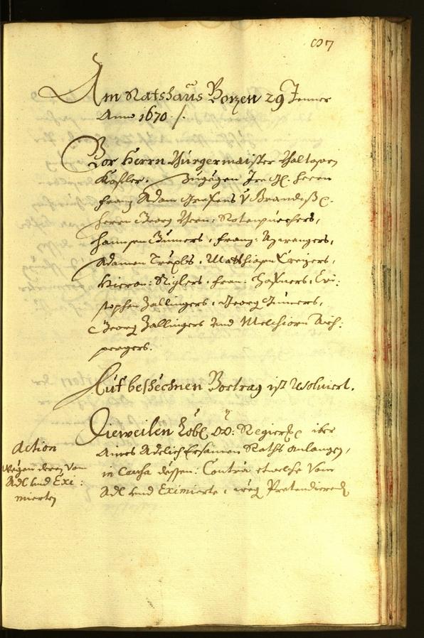 Stadtarchiv Bozen - BOhisto Ratsprotokoll 1670 