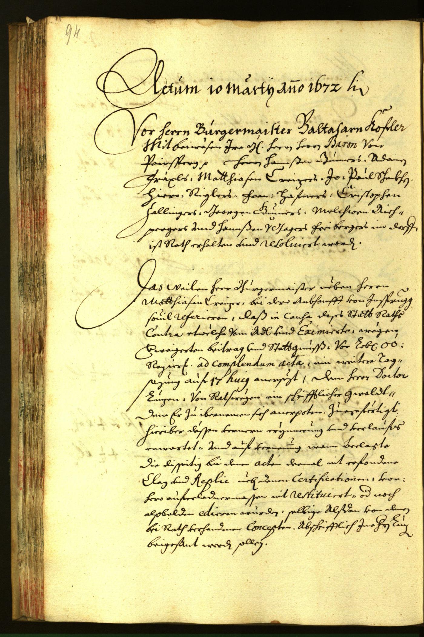 Stadtarchiv Bozen - BOhisto Ratsprotokoll 1670 