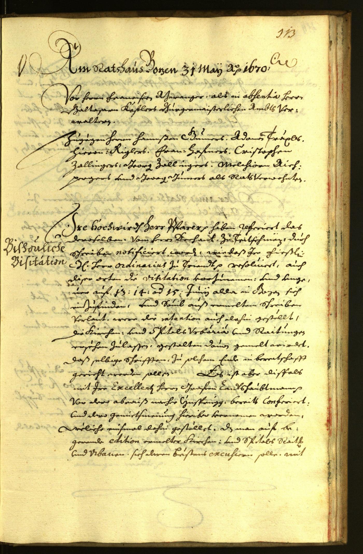 Stadtarchiv Bozen - BOhisto Ratsprotokoll 1670 