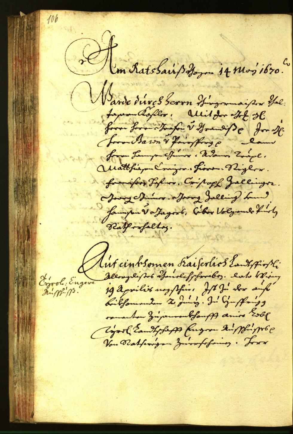 Stadtarchiv Bozen - BOhisto Ratsprotokoll 1670 