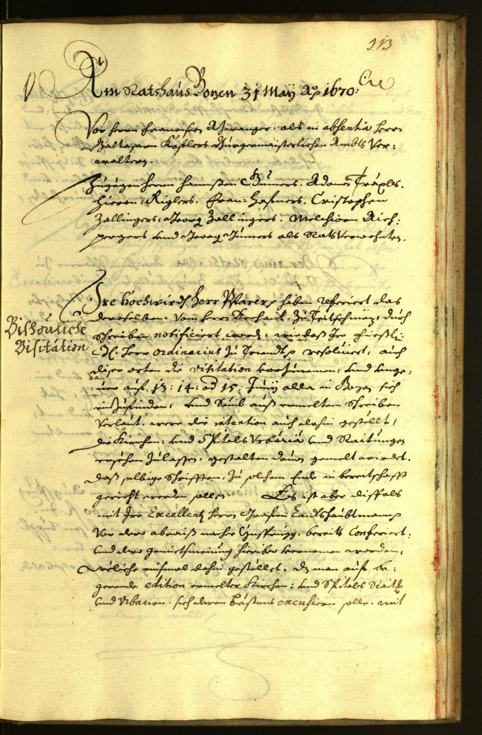 Stadtarchiv Bozen - BOhisto Ratsprotokoll 1670 