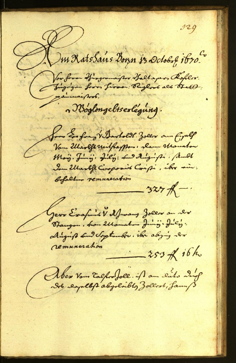 Stadtarchiv Bozen - BOhisto Ratsprotokoll 1670 