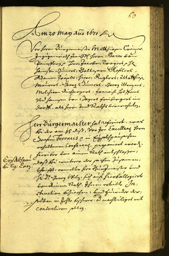 Stadtarchiv Bozen - BOhisto Ratsprotokoll 1671 