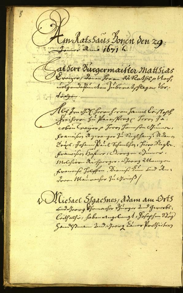 Stadtarchiv Bozen - BOhisto Ratsprotokoll 1671 